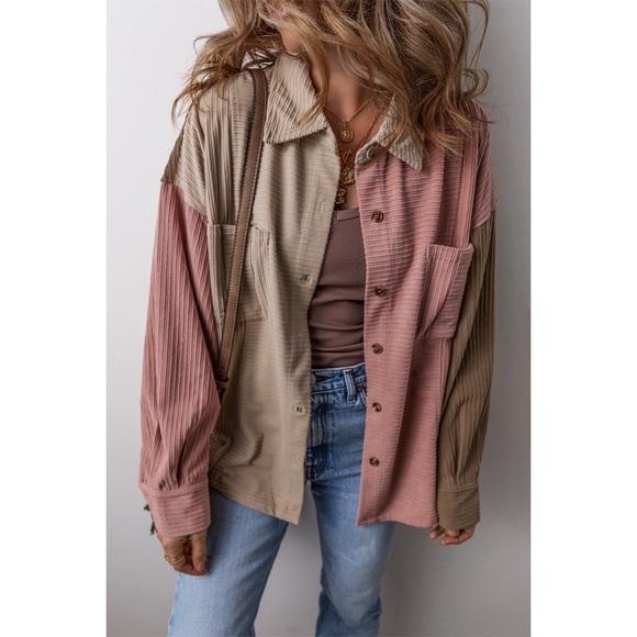 Jackets & Blazers - Colorblock Corduroy Shacket